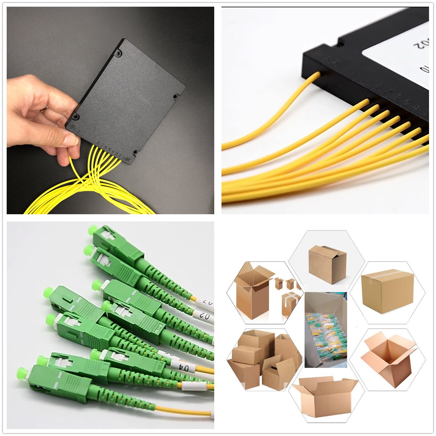 1x16 PLC splitter FTTX with ABS plastic box type and SC LC FC ST APC UPC PC connector