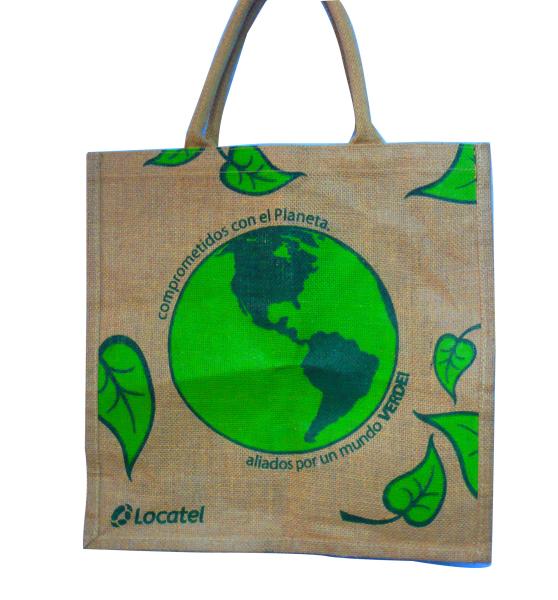 Water Proof Paste Green Earth Gunny Bag, Handle Cotton Weaving Reusable Carrier