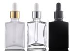 Square Transparent Black Hair Oil Glass Dropper Bottle Rectangle