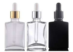 Quality Square Transparent Black Hair Oil Glass Dropper Bottle Rectangle wholesale