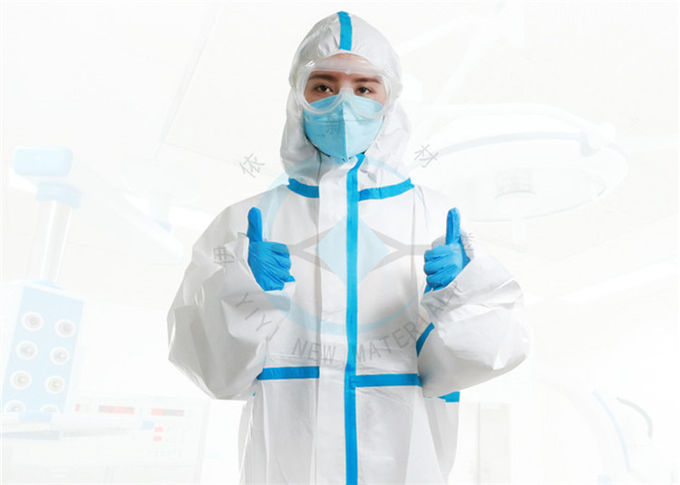 White Non Woven Isolation Gown , Disposable Medical Coverall With Hood