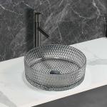 Countertop Mounted Glass Wash Bowl Transparent Ligth Grey Color Bathroom Basin