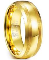 Quality Elegant Tungsten Carbide Ring for Men Luxury Gold Polished Wedding Band wholesale
