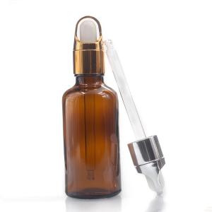 Quality Brown 50ml Oil Dropper Glass Bottle Screw Dropper Pump Cap wholesale
