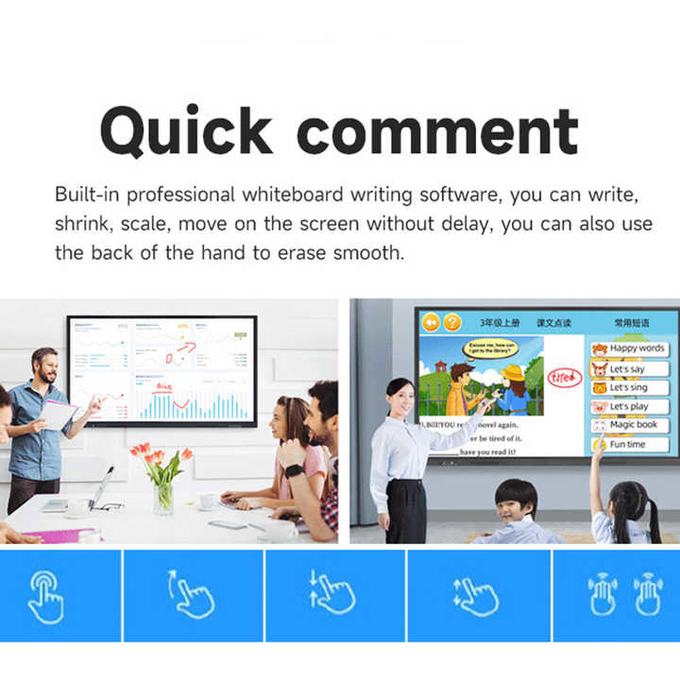All In One Smart Interactive White Board Teaching Flat School 4K Multi Touch