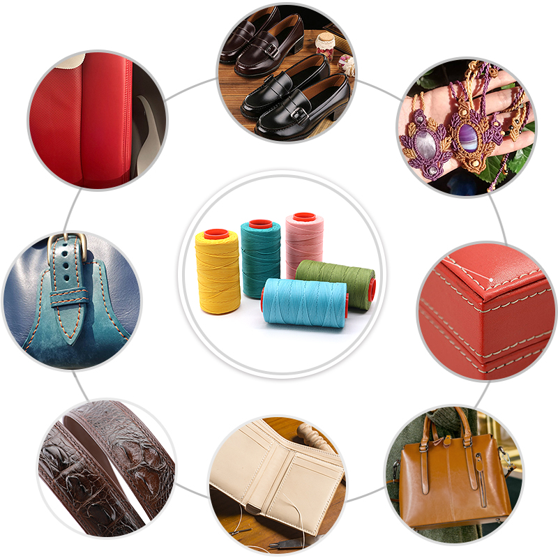 Rich Colors 210d Polyester Waxed Thread for Sewing Leather Cone material Plastic