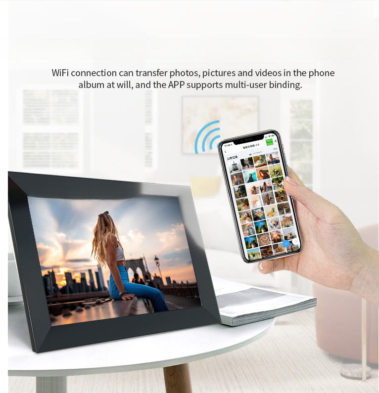 10.1" inch WIFI network cloud frame digital photo video frame with touchscreen support landscape & portrait mode