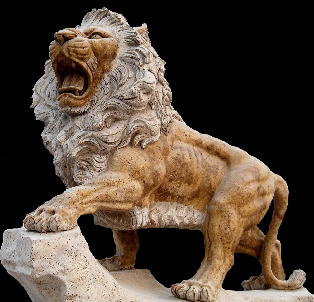 One Pair White Villa ISO Small Marble Lion Statue Stone Carving Sculpture
