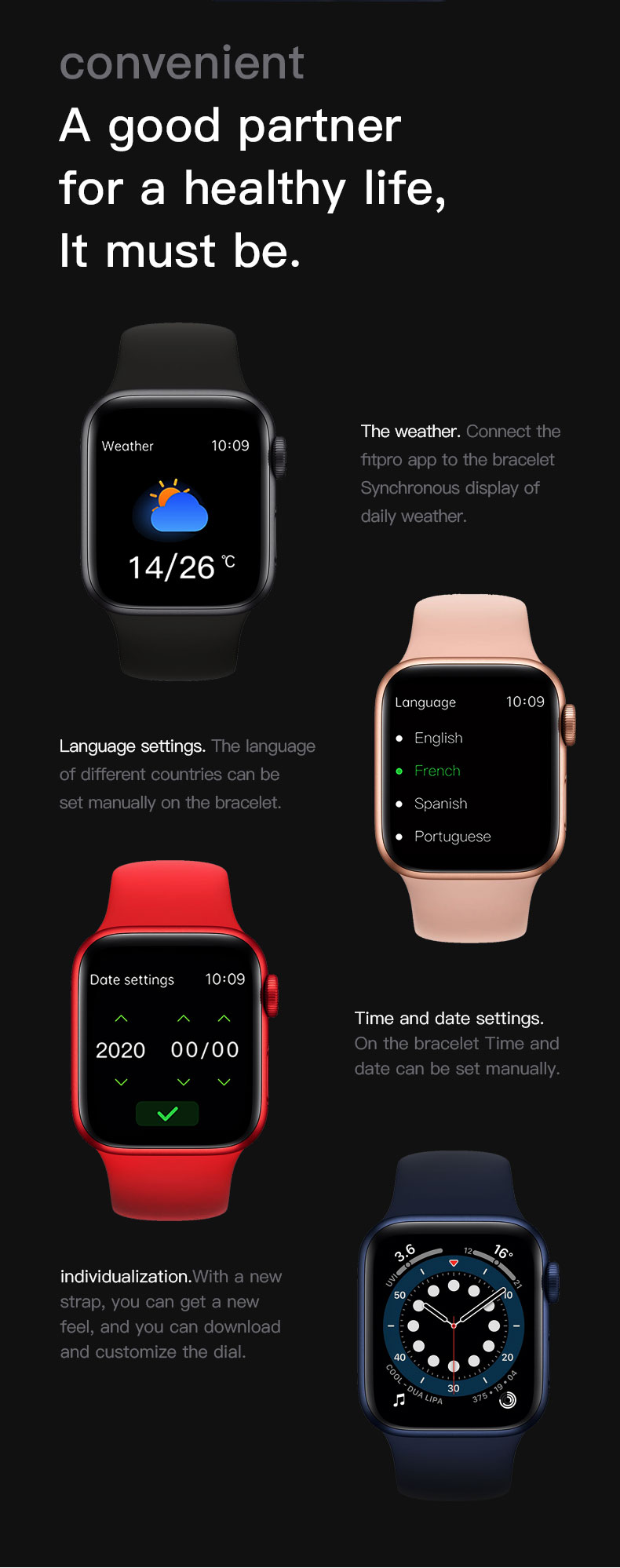 HL75 SmartWatch Detectable IPS Full Touch Heart Rate Fitness Tracker