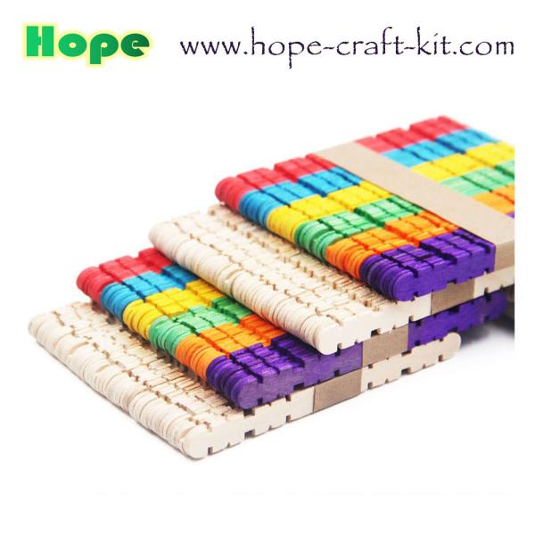Serrated / jagged natural color, multi-colored wooden craft sticks with teeth