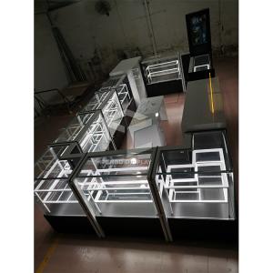 Quality T5 LED Glass Cell Phone Kiosk 8mm Thick Tempered Glass Cell Phone Display Showcase wholesale