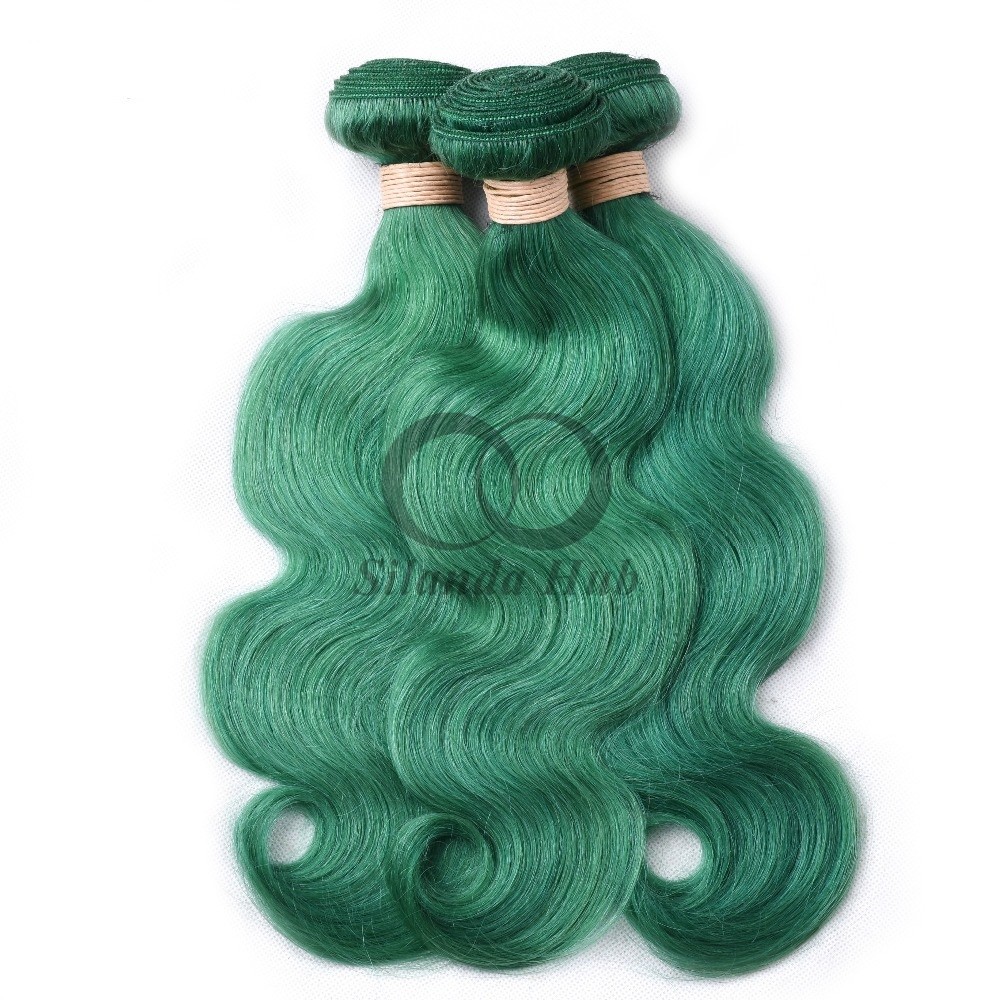 Green Body Wave Remy Human Hair Bundles Sew In Weave Bundles Brazilian Bundle Deals