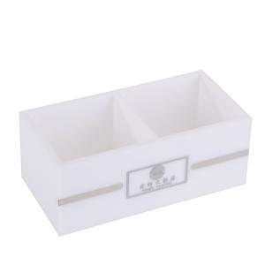 Quality White acrylic with stainless stick tea box can hotel supply wholesale