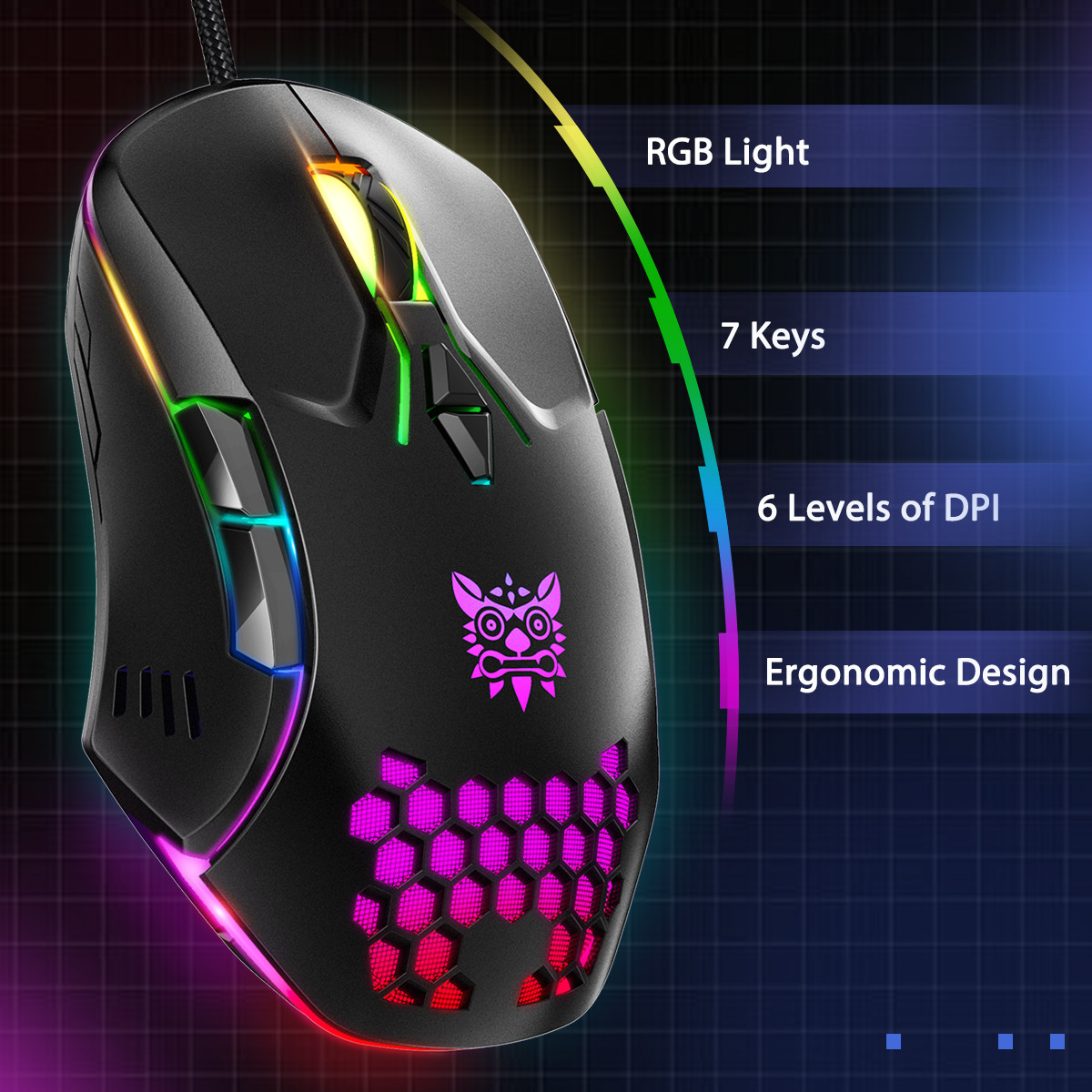 6400DPI Combatwing CW902 RGB Gaming Mouse 100mA With Para Cord