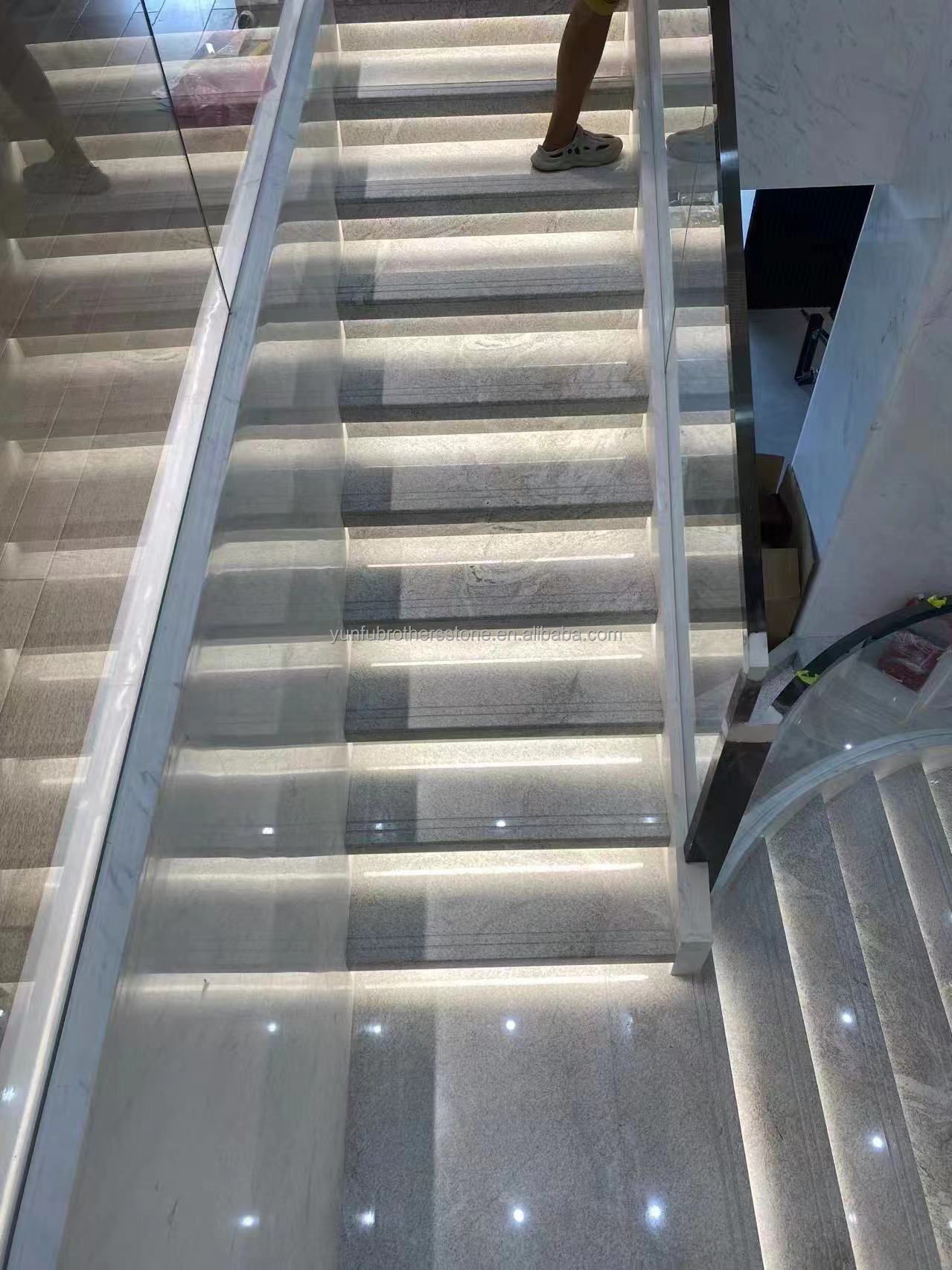 Modern Calacatta White Granite Slabs for Interior Stair Stepping and Wall Design