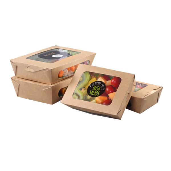Rectangle Food Grade 29oz Disposable Paper Bowls Take Away Paper Salad Boxes