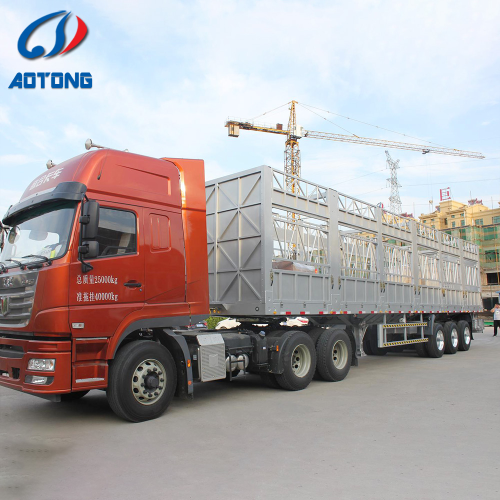 60T Max Payload Steel 2 Axles Lowboy Flatbed Semi Trailer for Long Distance Transport