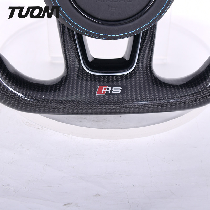 Black Perforated Leather Carbon Fiber Steering Wheel Audi RS3 S3 A3 A4 RS4