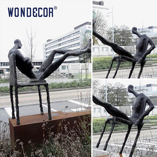 Weather Proof Bronze Garden Ornaments People Sitting And Playing Together