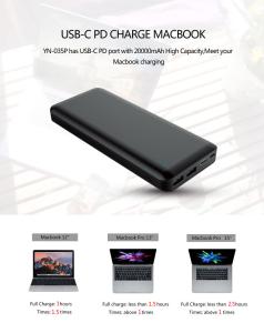 Quality Hot selling Type C Power Bank PD 45W with ABS charge to Macbook ABS housing 20000mah wholesale