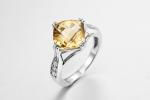 Unisex November Birthstone Engagement Ring 4.84g Yellow Citrine