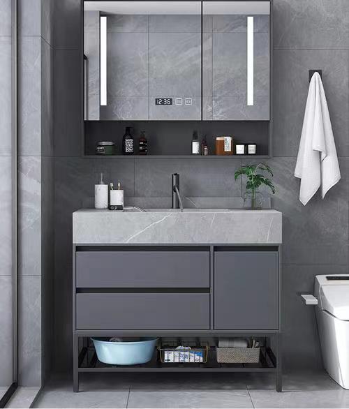 36 Inch Modern Sink Storage Basin Bathroom Vanity with Smart LED Mirror Customized Design
