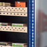 Touch Control Lockable Glass Door Dark Brown Solid Wood Cigar Cooler Humidor