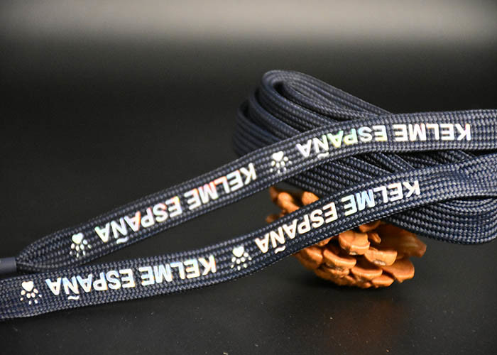 Custom Printing Shiny Flat Cotton Tape Ribbon Cord For Clothing