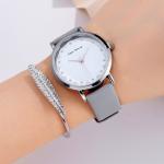OEM 38mm Ladies Watch Gift Set Black Leather Strap 3ATM Waterproof