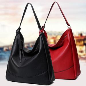 Quality Custom Black Leather Shoulder Handbags Cotton Lining Zinc Alloy Hardware wholesale