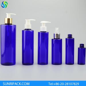 Quality blue cylinder round plastic bottle wholesale
