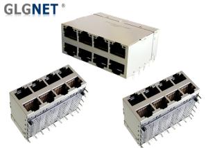 Quality 8 Ports Rj45 Through Hole Connector , Stacked RJ45 Modular Jack 100 Watt 10G wholesale
