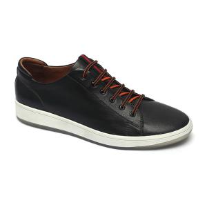 Quality Durable Rubber Outsole Black Mens Leather Sneakers wholesale