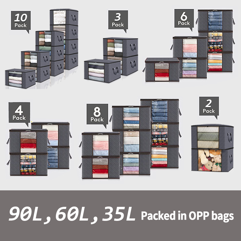 Non Woven Storage Box With Lids And Handle for Organizing Clothes Rectangle Load ＞10kg