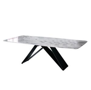 Quality Marble Hotel Dining Table Black Steel Legs Supporting 4 Chair wholesale