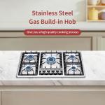 Hotel 2000W Cook Gas Hob Stainless Steel 5 Burner Gas Stove