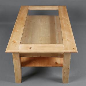 Quality Wooden solid pine coffee table with 5mm thickness tempered glass wholesale