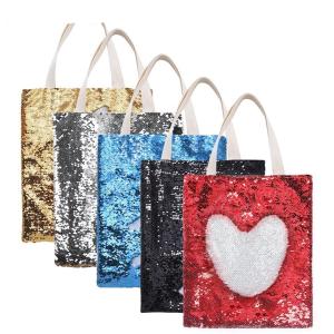 Quality Customizable DIY Sublimation Blanks Magic Sequin Tote Bag 40*34cm wholesale