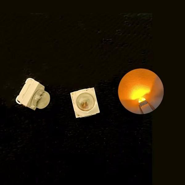 Yellow Amber Color 595nm Ball Head Clear Convex Lens High Luminous 12000mcd 2835