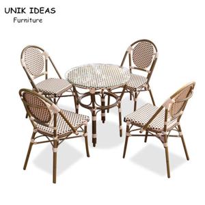 Quality Cafe Garden Furnitures Black White Rattan Bamboo Dining Chairs wholesale