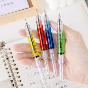 Quality Creative Syringe Style Ballpoint Pen Colorful Oil Filling Plastic Ball Pen wholesale