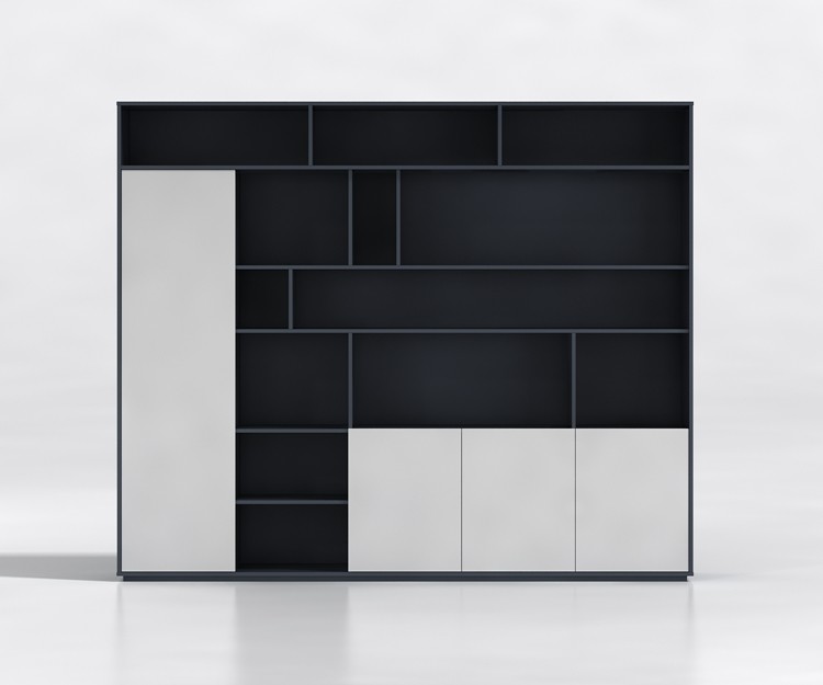 E1 Particle Board Modern Office Bookcases With Filing Cabinet Base Wood Framed 2000mm PVC