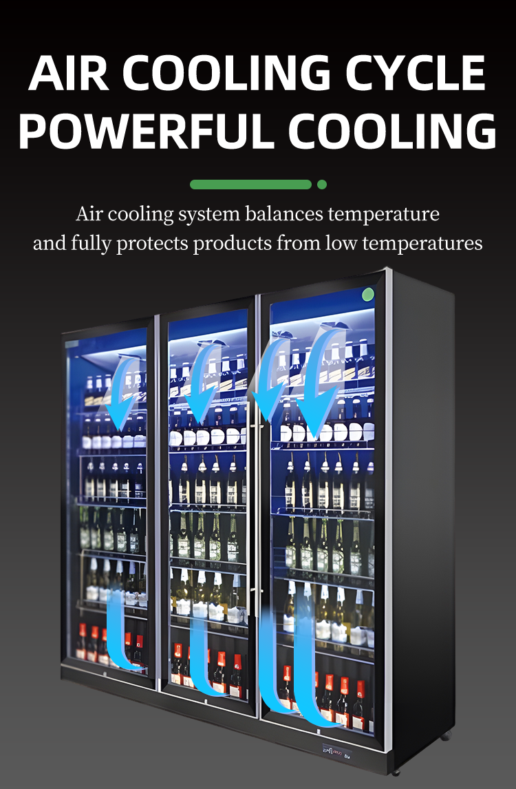 Three Door Luxury Glass Door Wine Display Cabinet Refrigerator for Bar 0-8℃