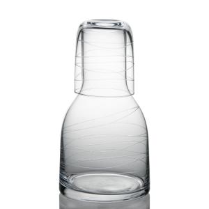 Quality 800ml Handmade Glass Water Carafe , Bedside Carafe With Glass Classic Etched wholesale