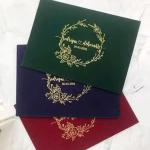 Red Velvet Boxed Wedding Invitation Custom Gold Foil Transparent Acrylic Card