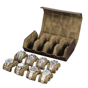 Quality Handmade Custom 8 Slot Watch Display Travel Luxury Leather Hexagon Watches Box wholesale