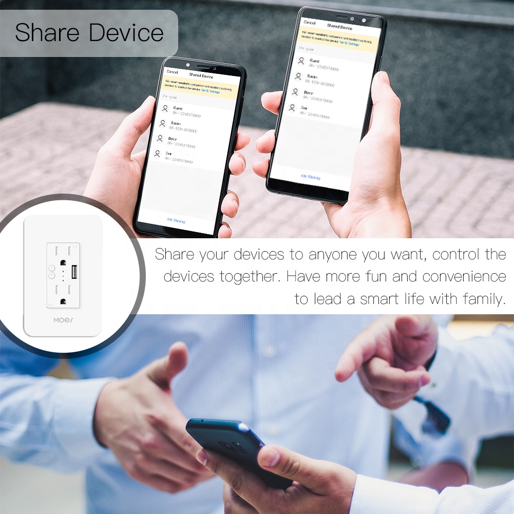 MOES WiFi Smart Wall Socket with USB, US version