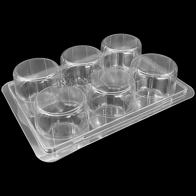 Customized 6 Hole Clear Hinged Cupcake Containers Rectangle With Lid