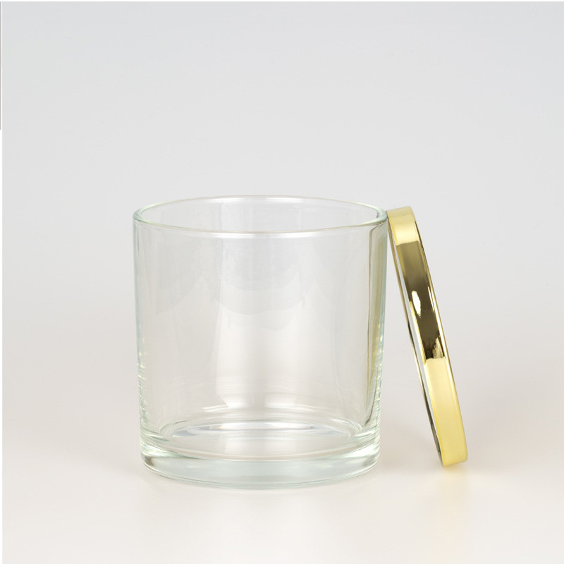 5oz-18oz Clear Glass Candle Empty Cylinder Vessel Containers With Metal Lid