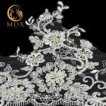 135cm Width Beaded Lace Trim Embroidered White Lace Edging